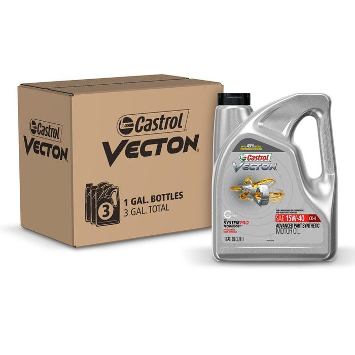 Castrol Vecton 15W-40 CK-4 Advanced Part Synthetic Motor Oil, 1 Gallon, Case of 3