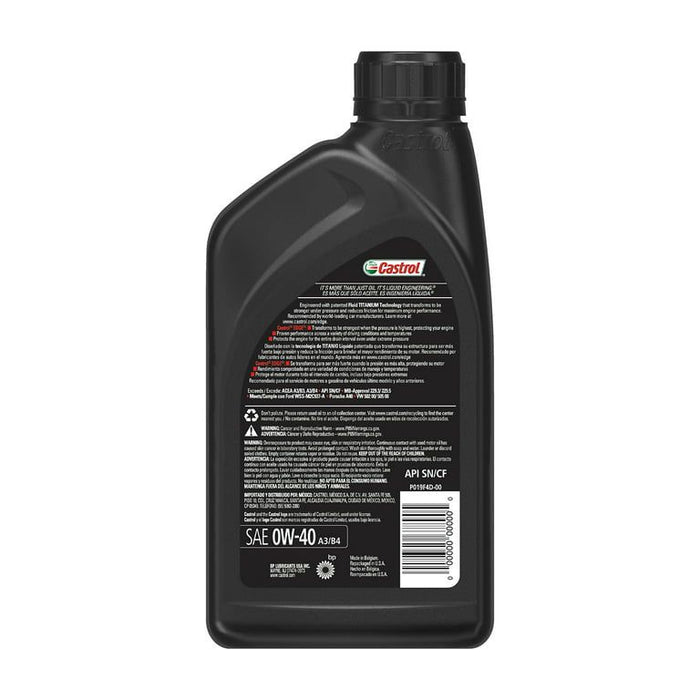 Castrol Edge 0W-40 A3/B4 Advanced Full Synthetic Motor Oil, 1 Quart