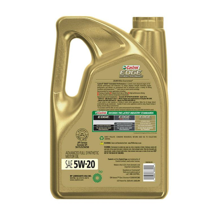 Castrol Edge Extended Performance 5W-20 Advanced Full Synthetic Motor Oil, 5 Quarts, Case of 3