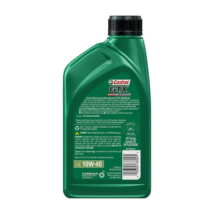 Castrol GTX High Mileage 10W-40 Synthetic Blend Motor Oil, 1 Quart, Case of 6