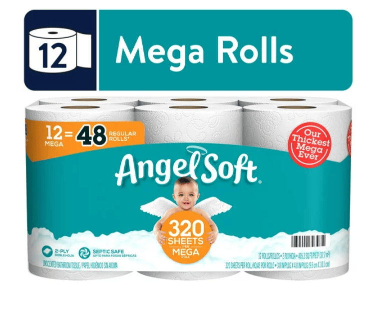 Angel Soft Toilet Paper; 12 Mega Rolls