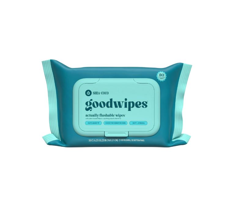 goodwipes Flushable Butt Wipes, Shea-Coco Scented, 3 Pack, 150 Total Wipes