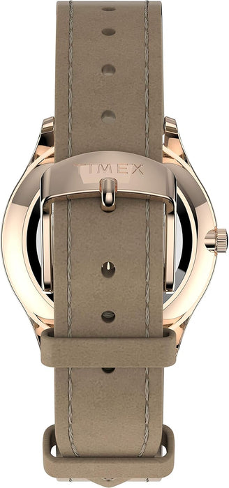 Timex Women's Easy Reader Watch (Color: Tan/Rose Gold-Tone/White/32mm)