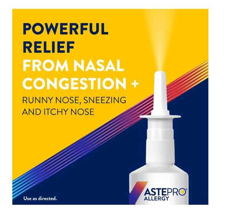 Astepro Allergy Relief Azelastine Nasal Spray Antihistamine, Steroid Free, 24-Hour Relief, 60 Metered Sprays