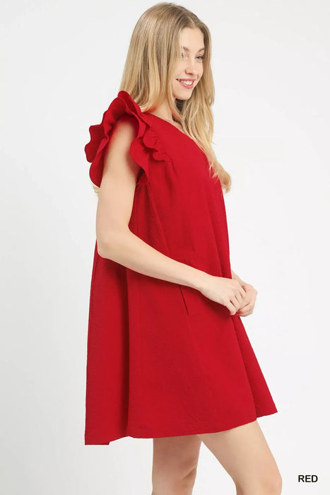 Umgee Seersucker Ruffle Shift Dress