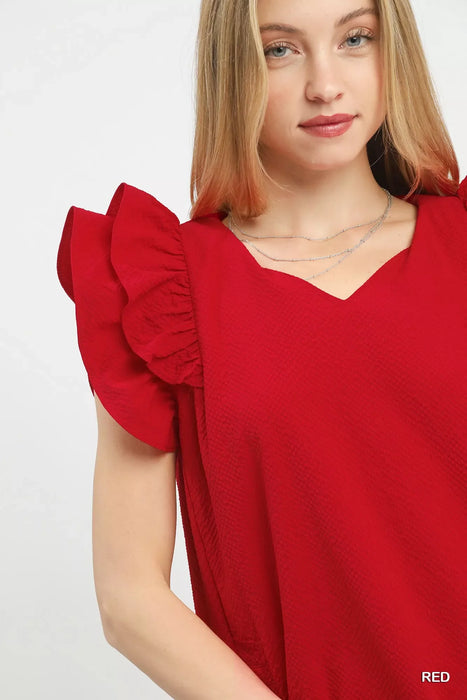 Umgee Seersucker Ruffle Shift Dress