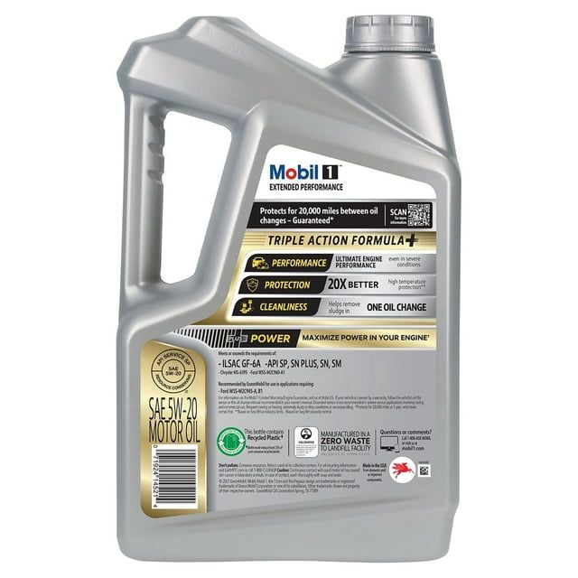 Mobil 1 Extended Performance Full Synthetic Motor Oil 5W-20, 5 qt