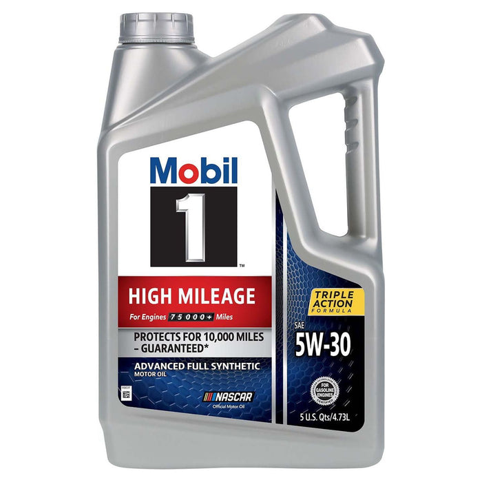 Mobil 1 High Mileage Full Synthetic Motor Oil 5W-30, 5 qt (3 Pack)