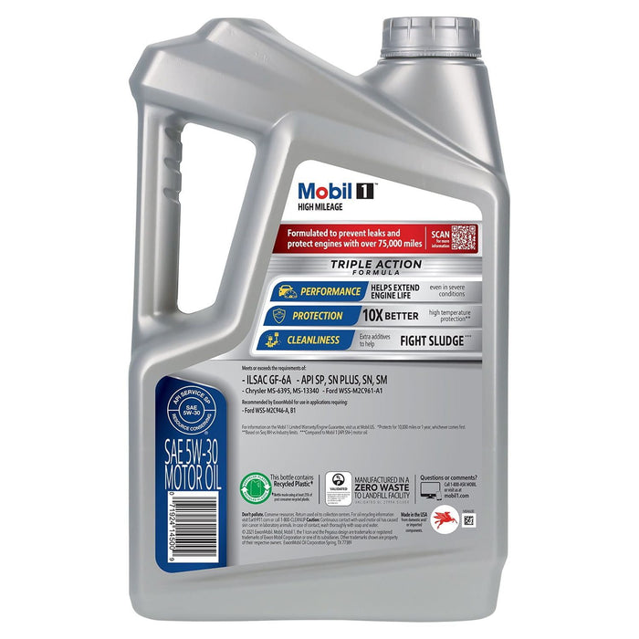 Mobil 1 High Mileage Full Synthetic Motor Oil 5W-30, 5 qt (3 Pack)