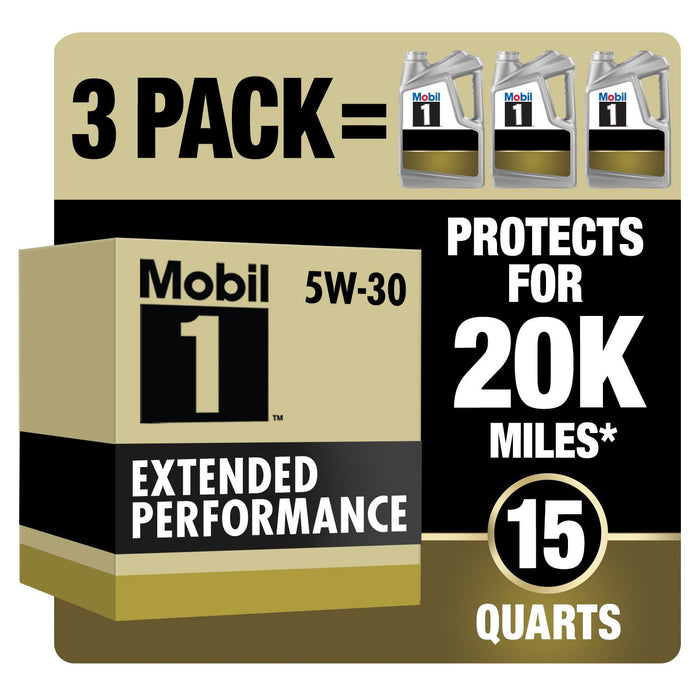 Mobil 1 Extended Performance Full Synthetic Motor Oil 5W-30, 5 qt (3 Pack)