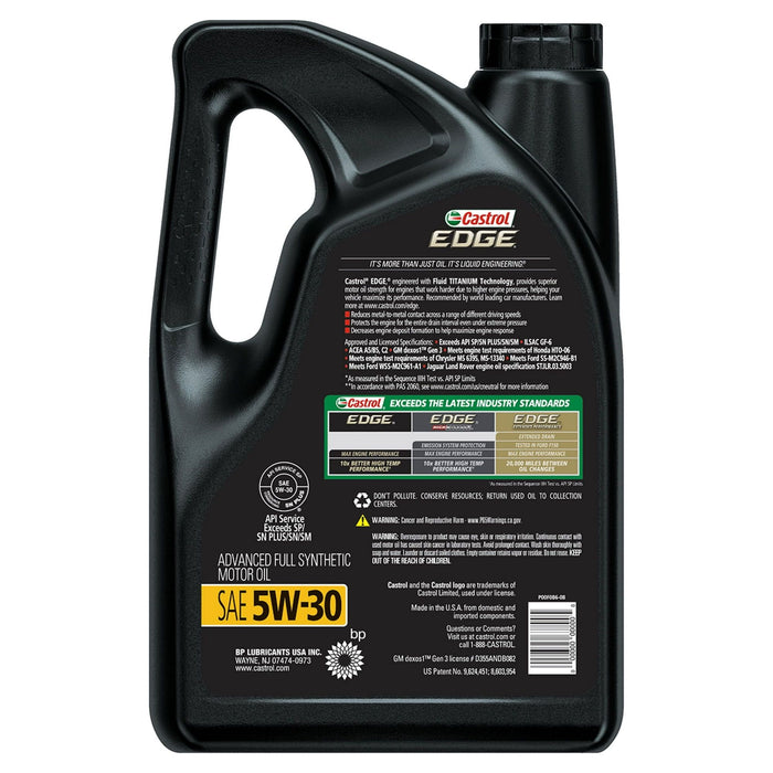 Castrol EDGE 5W-30 Advanced Full Synthetic Motor Oil, 5 Quarts