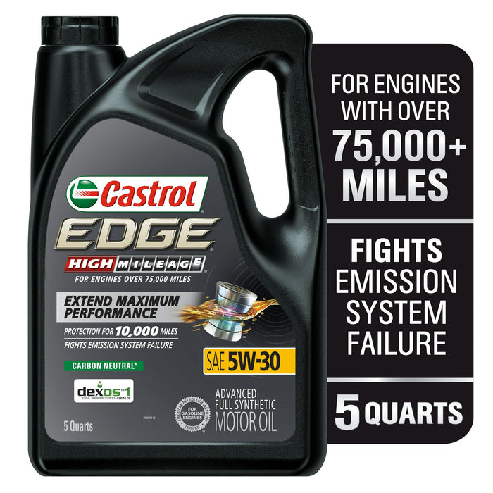 Castrol EDGE High Mileage 5W-30 Advanced Full Synthetic Motor Oil, 5 Quarts