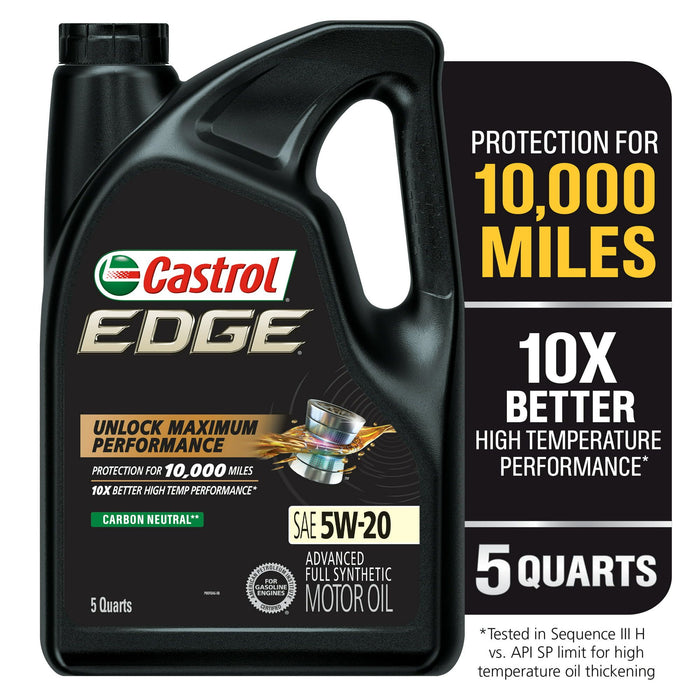 Castrol EDGE 5W-20 Advanced Full Synthetic Motor Oil, 5 Quarts