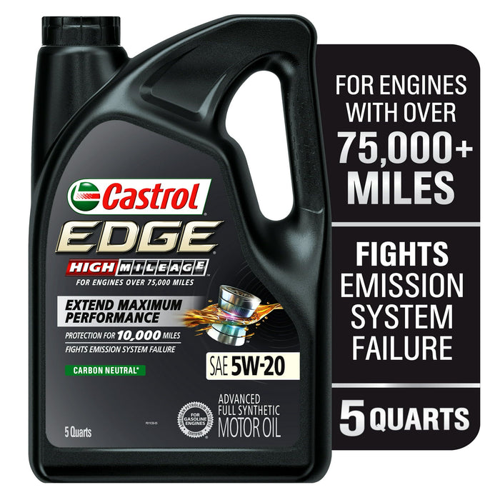 Castrol EDGE High Mileage 5W-20 Advanced Full Synthetic Motor Oil, 5 Quarts