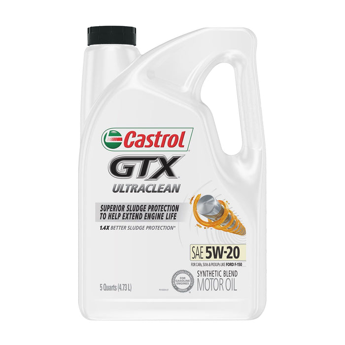 Castrol GTX Ultraclean 5W-20 Synthetic Blend Motor Oil, 5 Quarts