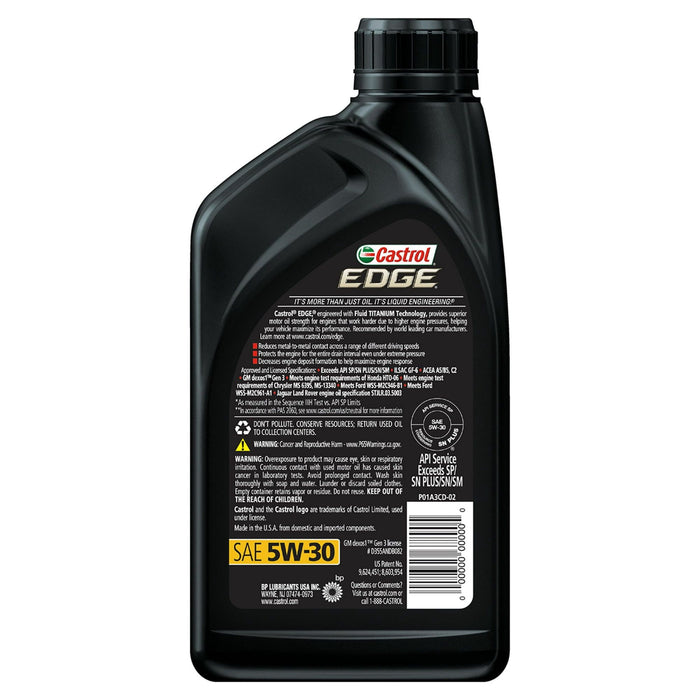 Castrol EDGE 5W-30 Advanced Full Synthetic Motor Oil, 1 Quart