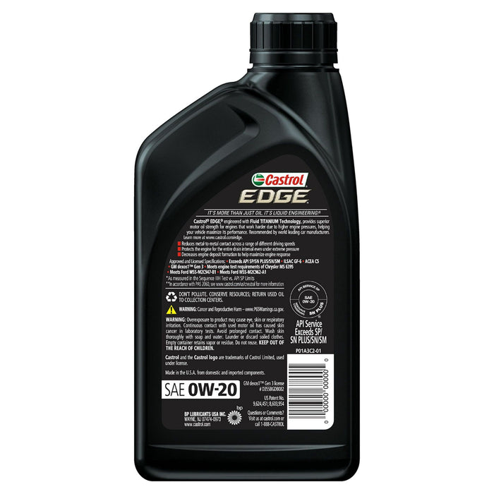 Castrol EDGE 0W-20 Advanced Full Synthetic Motor Oil, 1 Quart