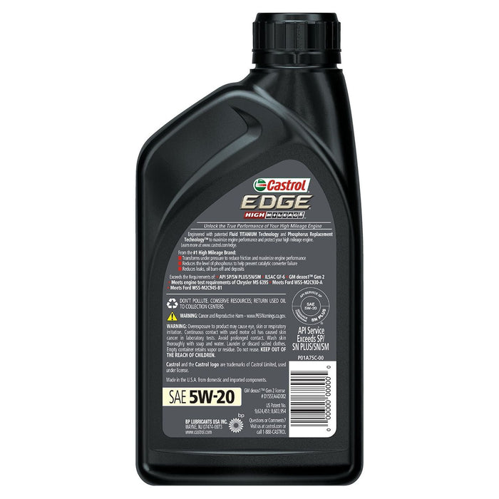 Castrol EDGE High Mileage 5W-20 Advanced Full Synthetic Motor Oil, 1 Quart