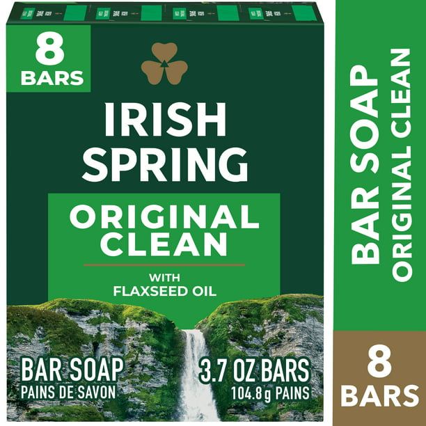 Irish Spring Bar Soap for Men, Original Clean Mens Bar Soap, 8 Pack, 3.7 oz