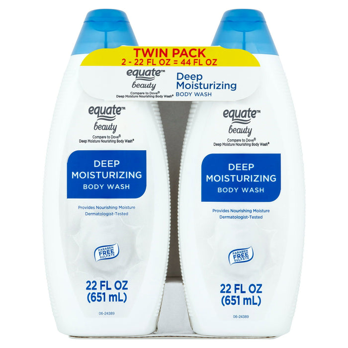 Equate Beauty Deep Moisturizing Body Wash Twin Pack, 22 fl oz