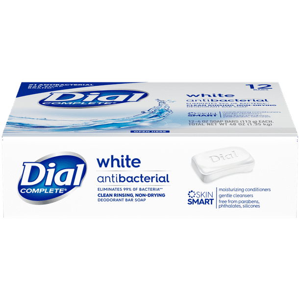 Dial Antibacterial Bar Soap, Refresh & Renew, White, 4 oz, 12 Bars