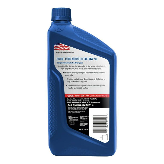 Valvoline 4-Stroke Motorcycle 10W-40 Conventional Motor Oil 1 QT