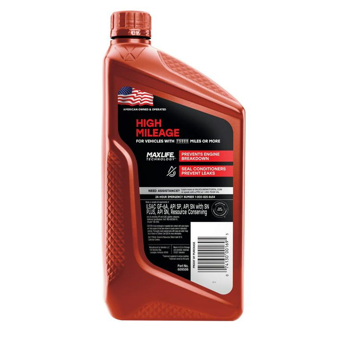 Valvoline High Mileage MaxLife 5W-20 Synthetic Blend Motor Oil 1 QT