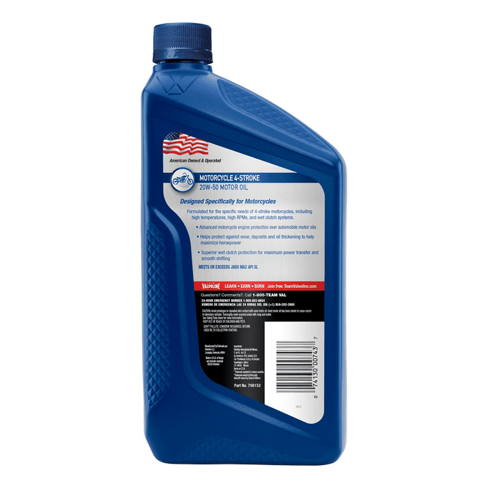 Valvoline 4-Stroke Motorcycle 20W-50 Conventional Motor Oil 1 QT