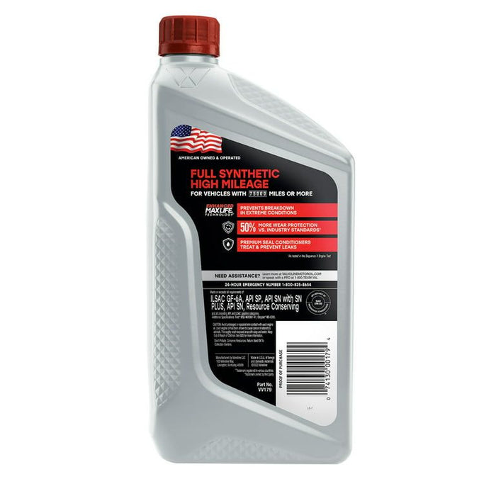 Valvoline Full Synthetic High Mileage MaxLife 5W-30 Motor Oil 1 QT