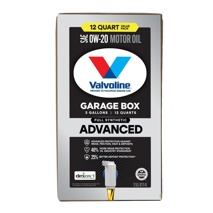 Valvoline Advanced Full Synthetic 0W-20 Motor Oil, 12 QT