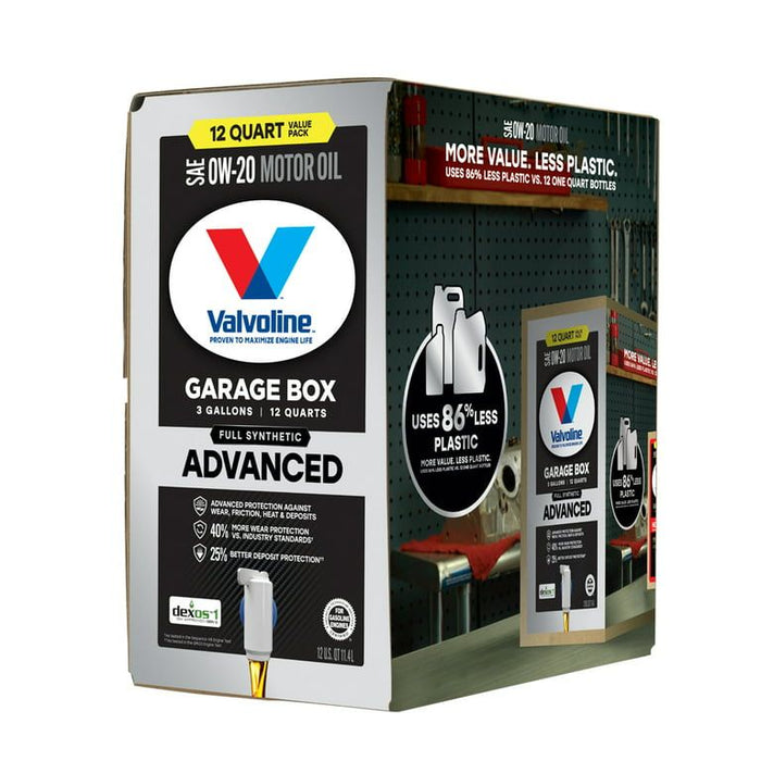 Valvoline Advanced Full Synthetic 0W-20 Motor Oil, 12 QT