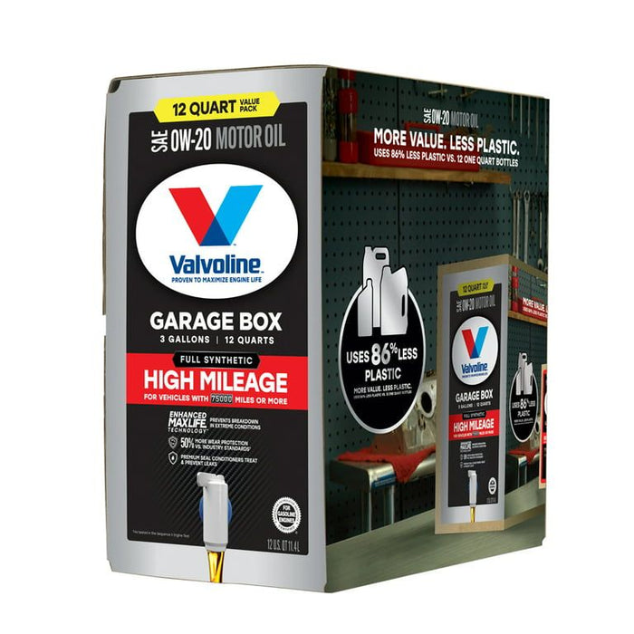 Valvoline Full Synthetic High Mileage 0W-20 Motor Oil, 12 QT