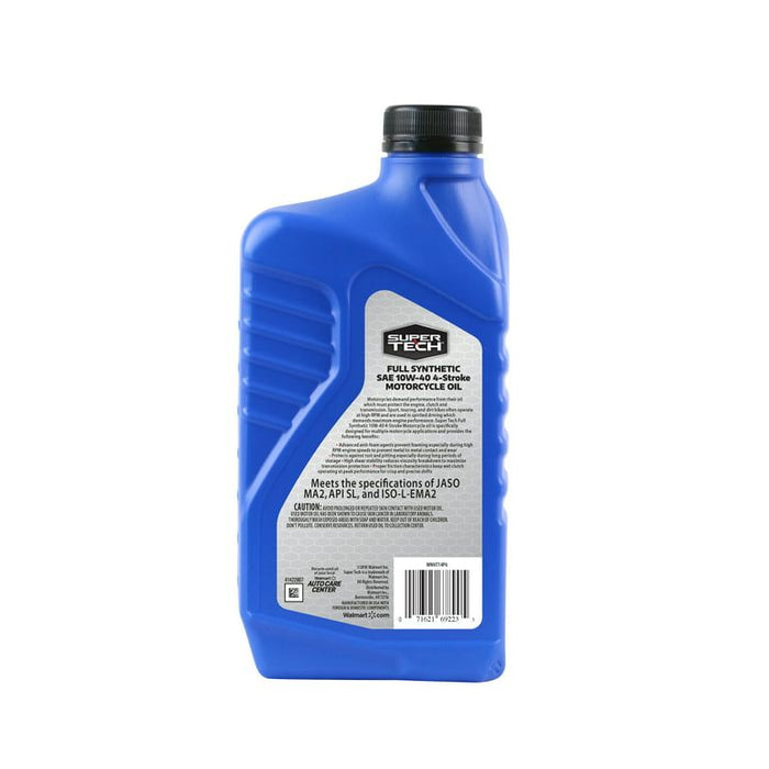 Super Tech Full Synthetic SAE 10W-40 4-Stroke Motorcycle Oil, 1 Quart