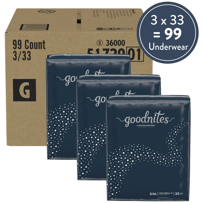 Goodnites Girls' Nighttime Bedwetting Underwear Size S/M, 99 Count