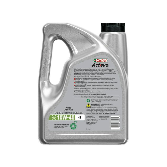 Castrol Actevo 4T 10W-40 Part Synthetic Motorcycle Oil, 1 Gallon