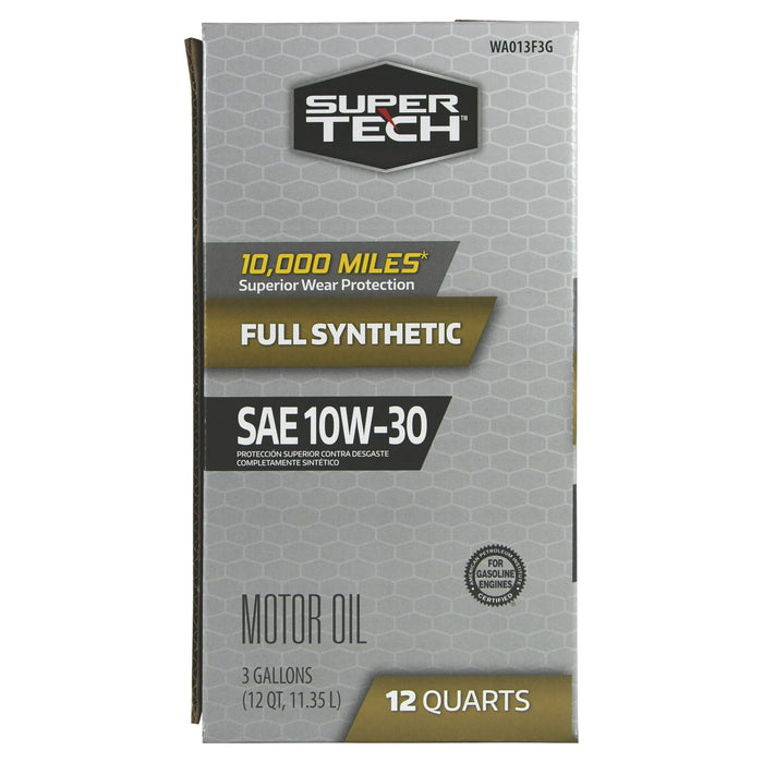 Super Tech Full Synthetic SAE 10W-30 Motor Oil, 12 Quart Bag (3 gallons)