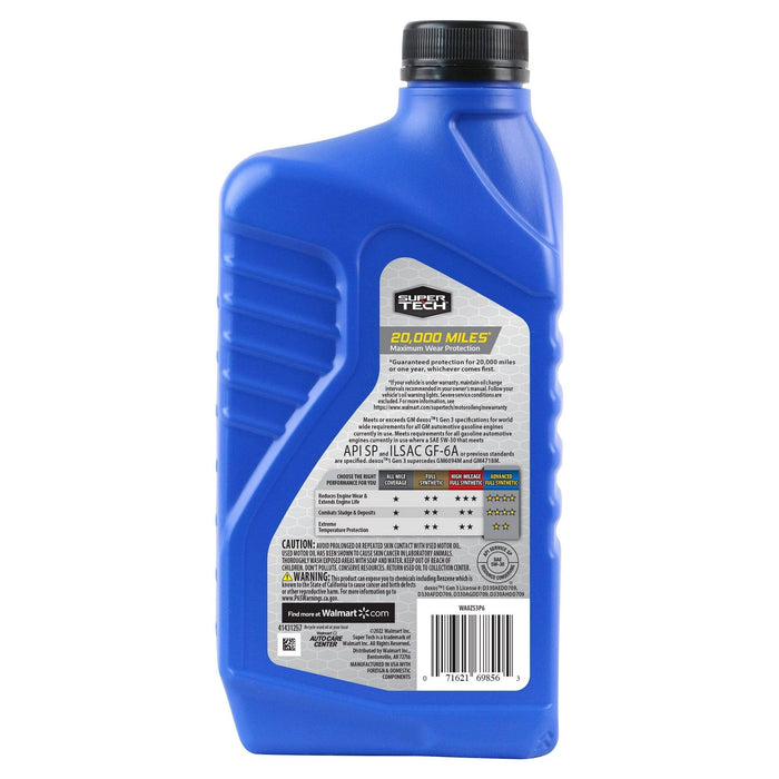 Super Tech Advanced Full Synthetic Motor Oil SAE 5W-30, 1 Quart