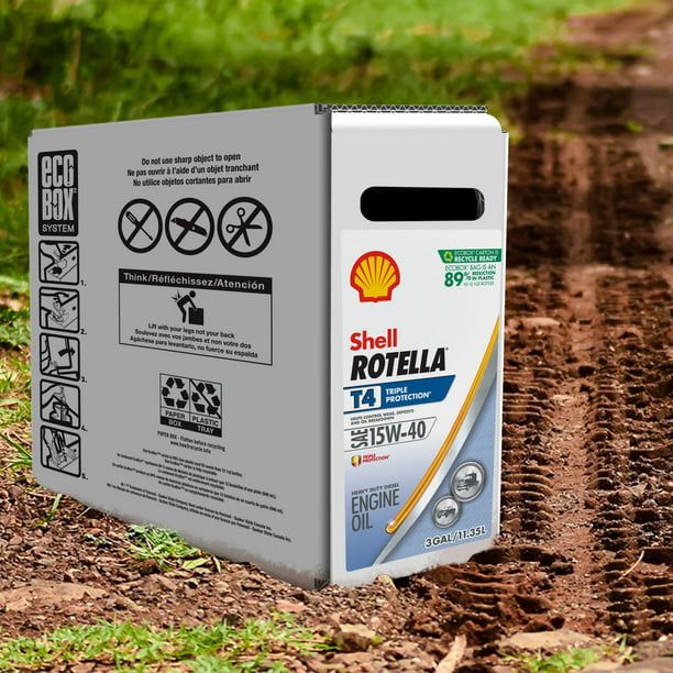 Shell Rotella T4 Triple Protection 15W-40 Diesel Motor Oil, 3 Gallon