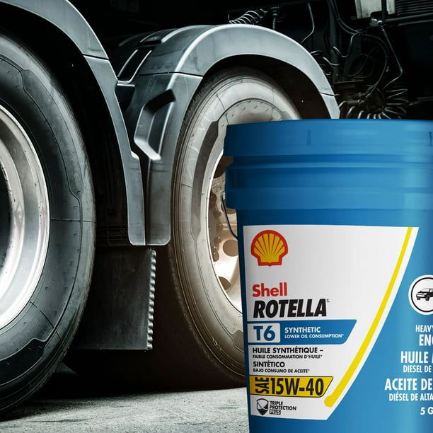 Shell Rotella T6 Full Synthetic 15W-40 Diesel Engine Oil, 5 Gallon