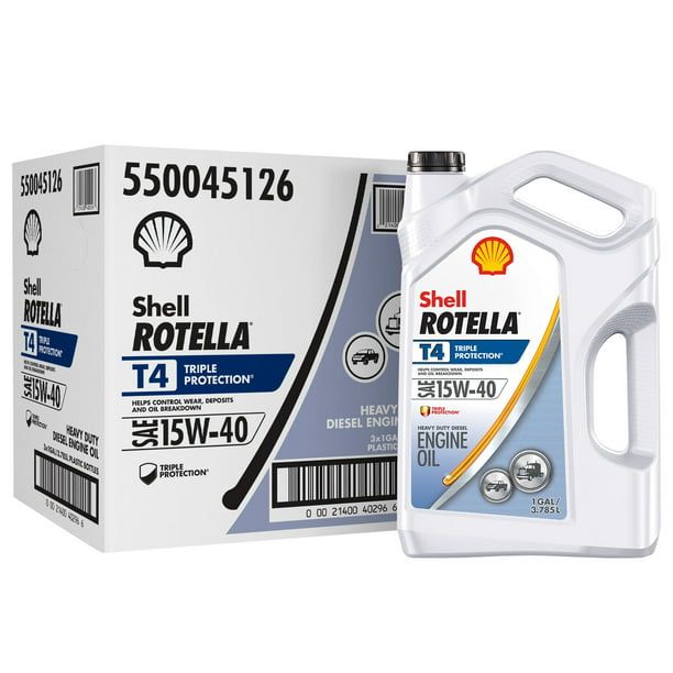 Shell Rotella T4 Triple Protection 15W-40 Diesel Motor Oil, 1-Gallon, 3 Pack Case