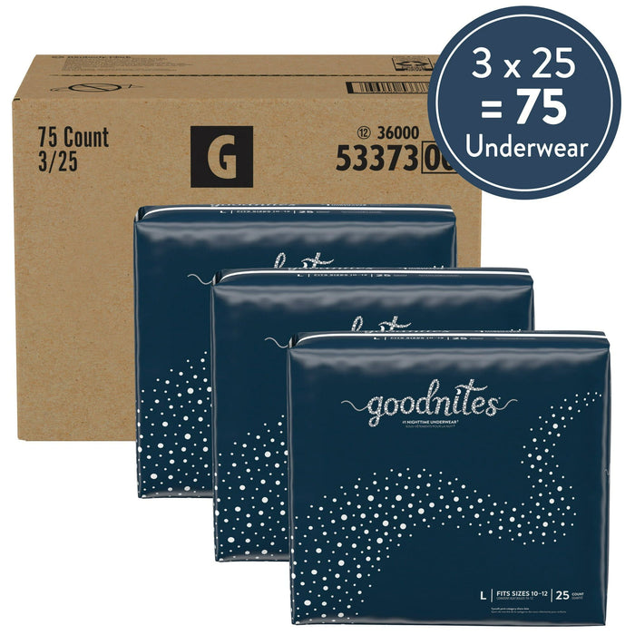 Goodnites Boys' Nighttime Bedwetting Underwear Size L, 75 Count