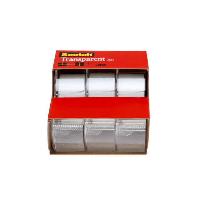 Scotch Transparent Tape, 3/4 in x 300 in, 3 Dispensers