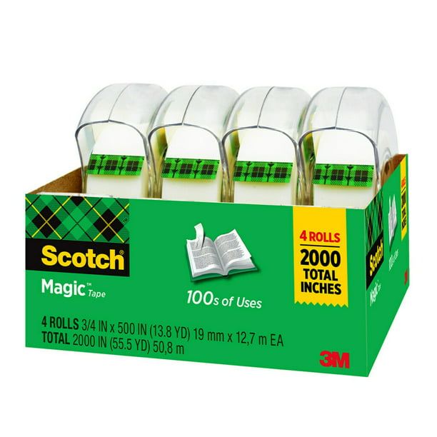 Scotch Magic Tape, 3/4 in. x 500 in., 4 Rolls