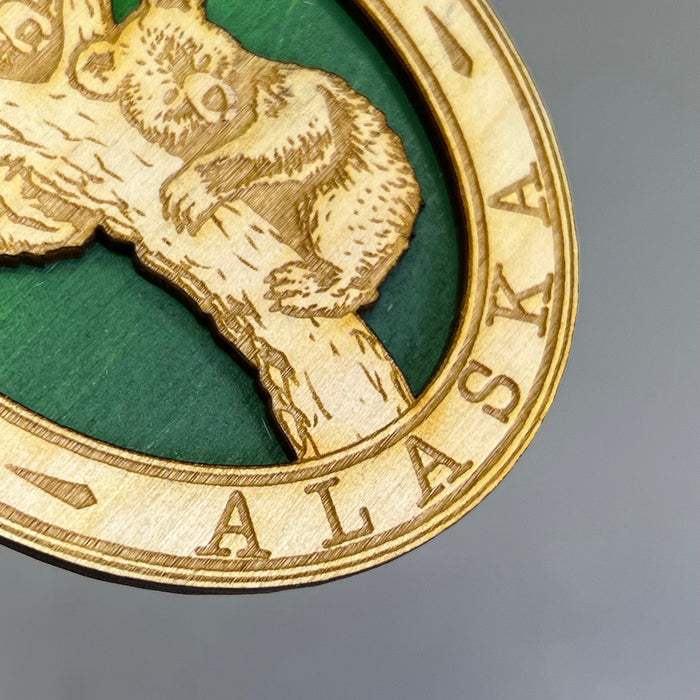 (2 PACK) Baby Bears Tree Laser Cut Wood Magnet Souvenir JUNEAU, AK Made In USA