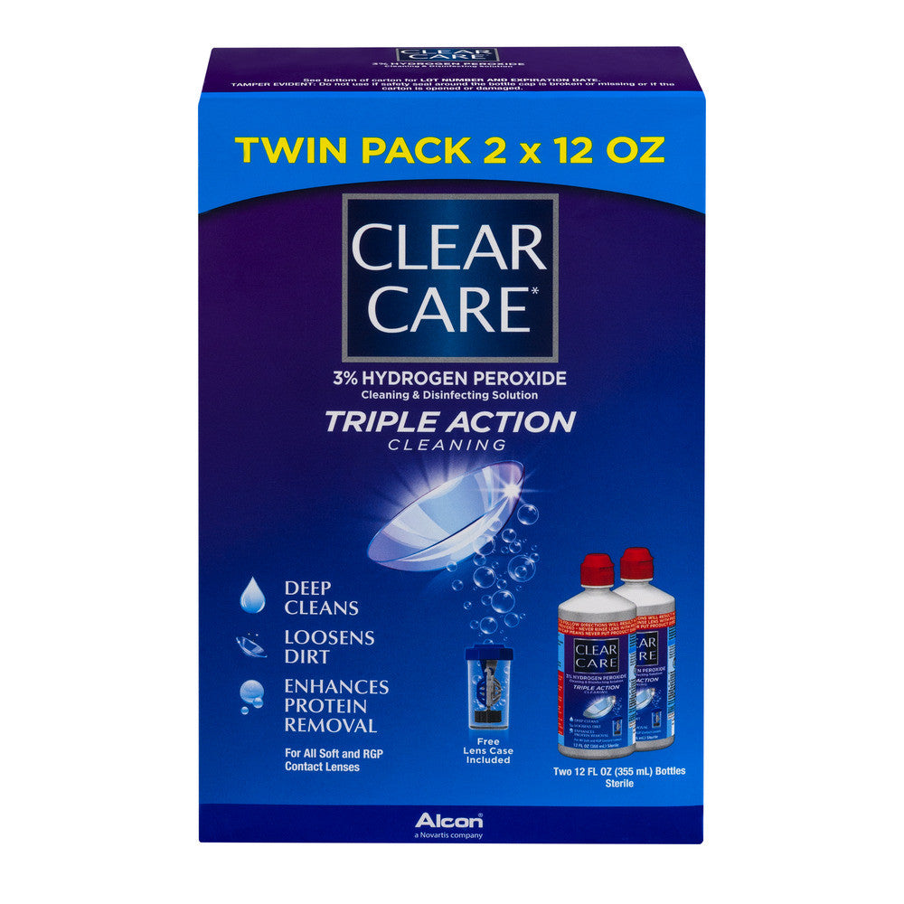 Clear Care Triple Action Cleaning & Disinfectant Solution Twin Pack, 1 ...