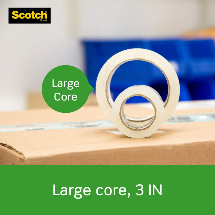 Scotch Tough Grip Packaging Tape 3 Rolls, Clear, 1.88in x 65.6yds Each, 196.9yds Total