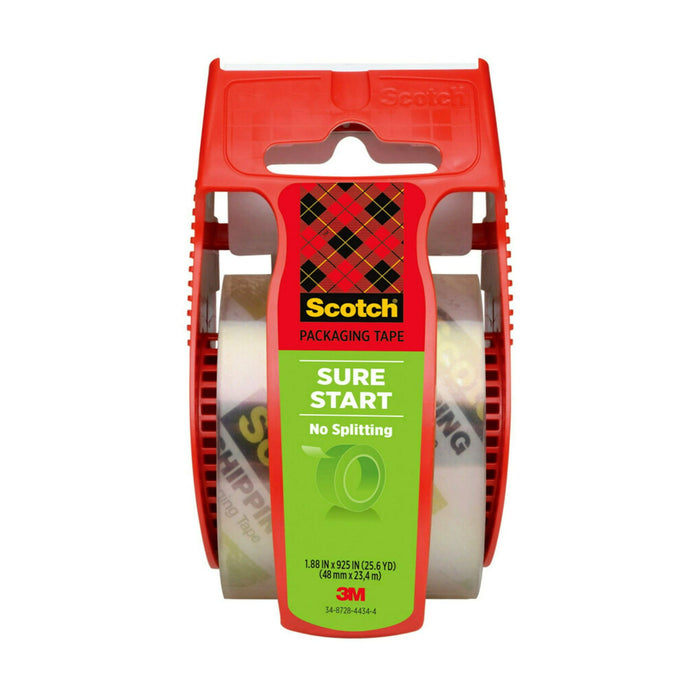 Scotch Sure Start Packaging Tape, Clear, 1.88 in. x 25.6 yd, 1 Rolls