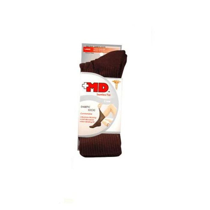 MD Black  Diabetic Crew  Socks  Large 1 Pair