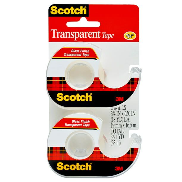 Scotch Transparent Tape, 3/4 in. x 650 in., 2 Dispensers