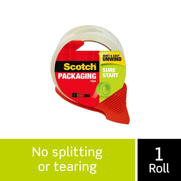 Scotch Sure Start Packaging Tape Dispenser, Clear 1.88 in. x 38.2 yd., 1 Total